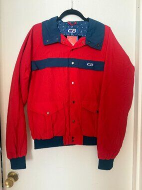 NWT CB Sports Red Navy Colorblock Ski Bomber Jacket Vintage Style- Size M